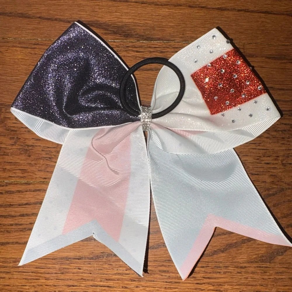 8 Cheer Bows Red Navy & White Hair Bows for Kids Girls New No Package Lot of 8